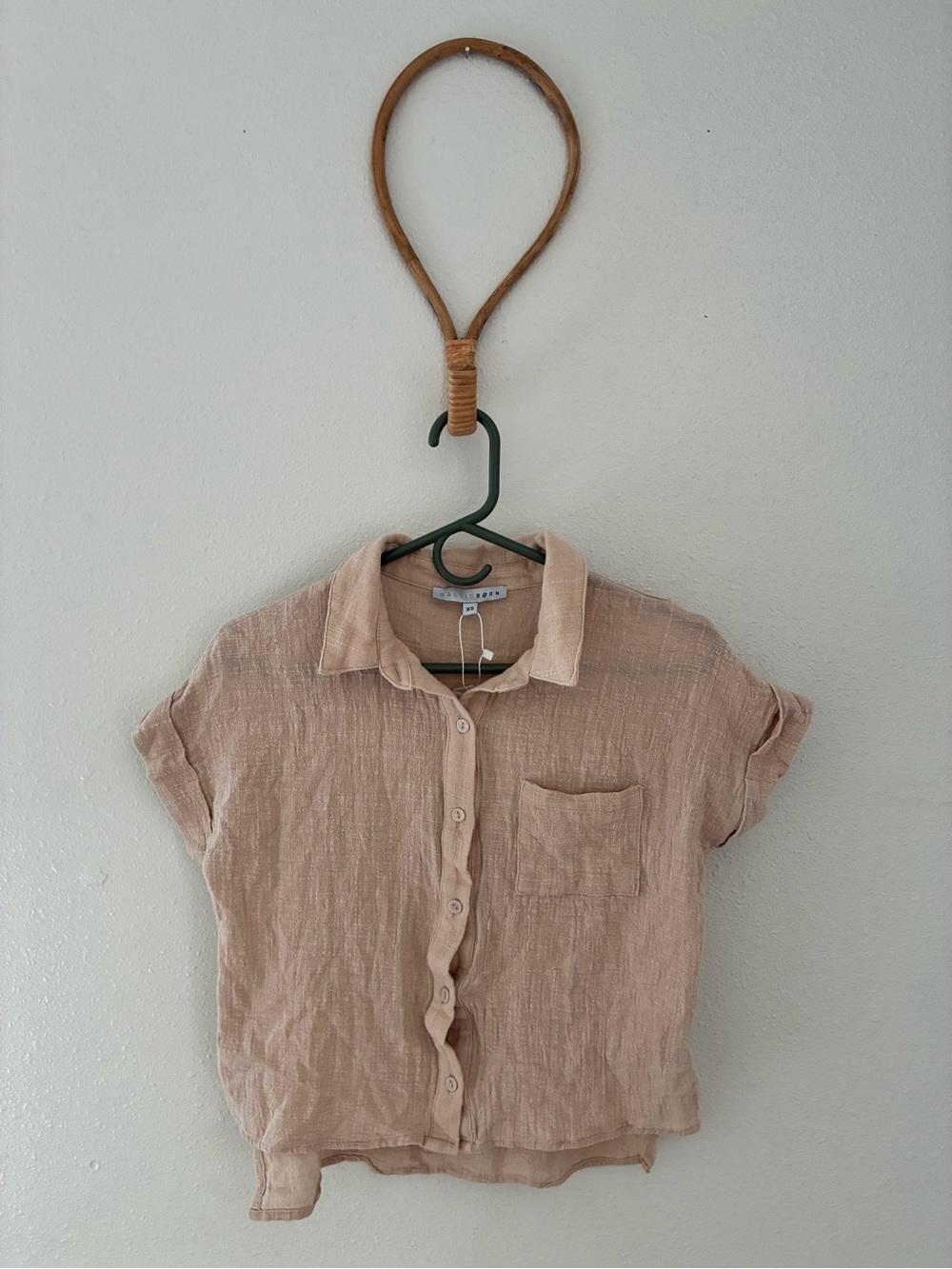 NWT Baltic Born Crinkle Gauze Short Sleeve Button Up